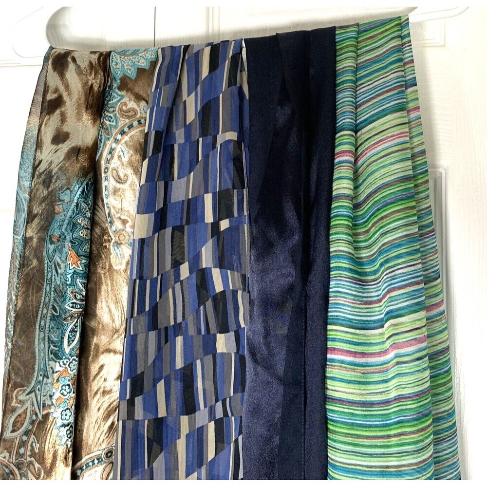 Lot of 4 Womens Neck Scarf Scarves Lot Nylon Chiffon Mid-Century Vintage 90s